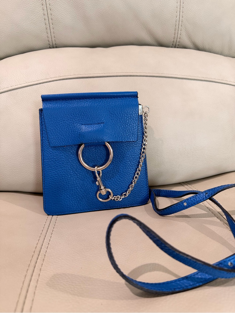 Monforte Blue Leather Crossbody Bag • Made in Italy